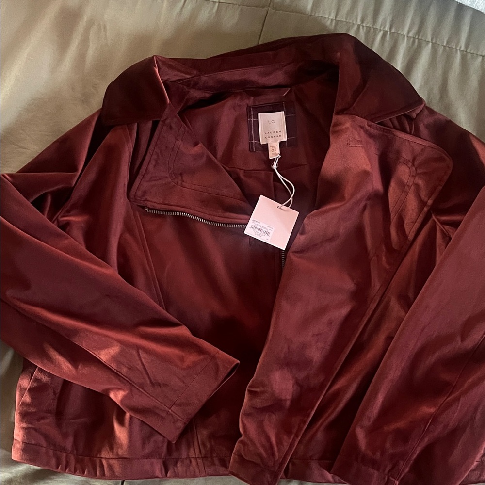 LC Lauren Conrad Deep Red Leather Jacket